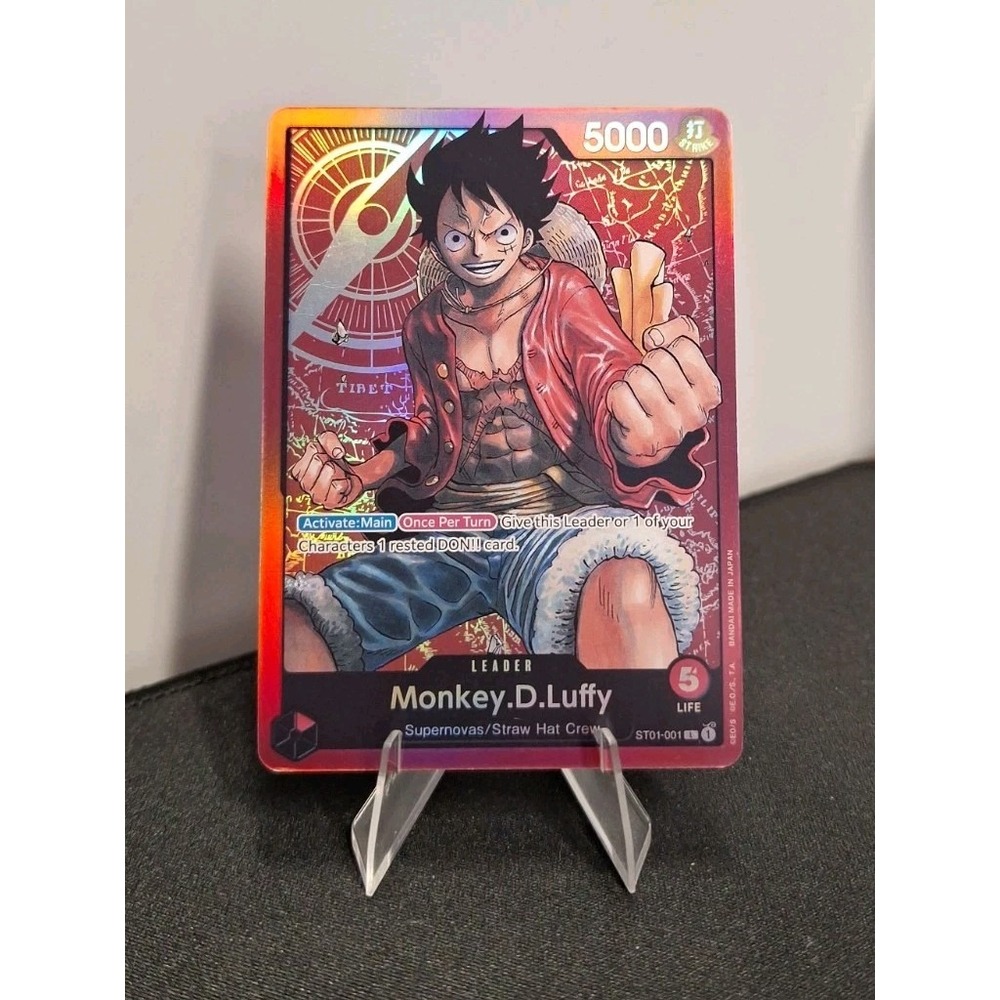 2022 One Piece Monkey D. Luffy PRE ERRATA  holo Foil ST01-001 Pre-errata RARE